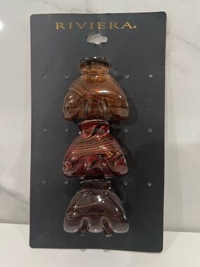 Riviera Marbled Brown and Red Hair Claw Clip Set